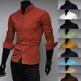 Mens-Kordsamthemd zufällige 10 feste Geschäftsfarben schlankes Hemd